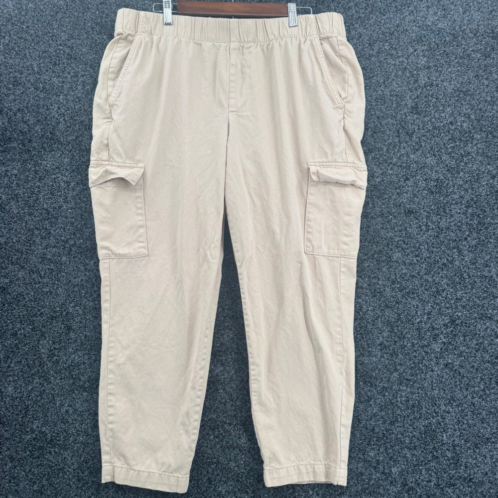 Gap Mens XL Khaki Tan Cargo Pants Elastic Waist Cotton Lyocell Utility Trousers